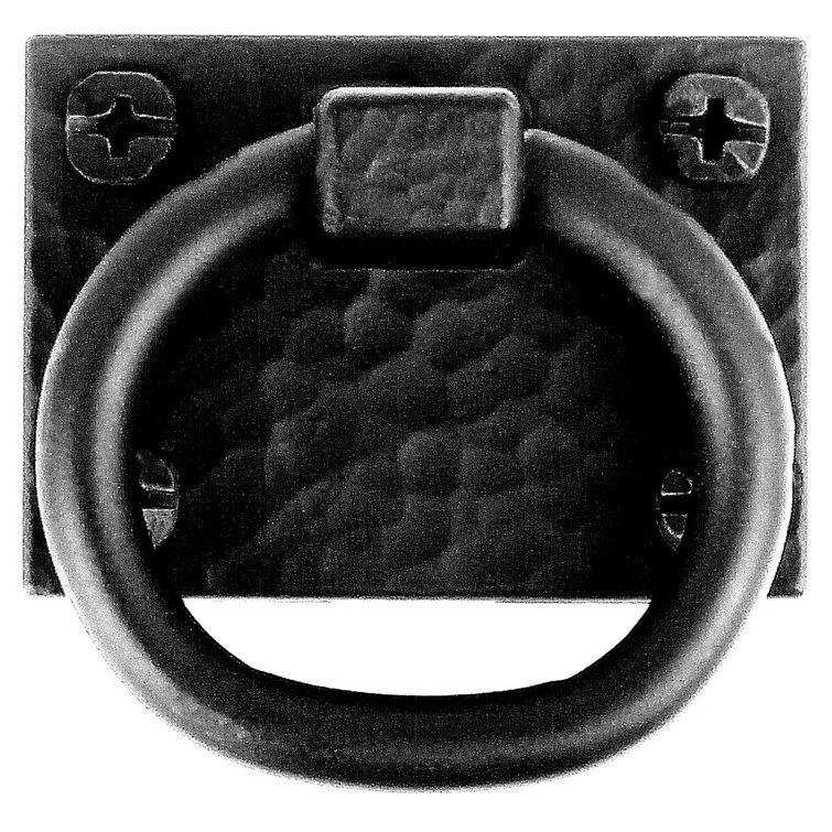 2-Inch Black Iron Square Ring Pull Cabinet Handle