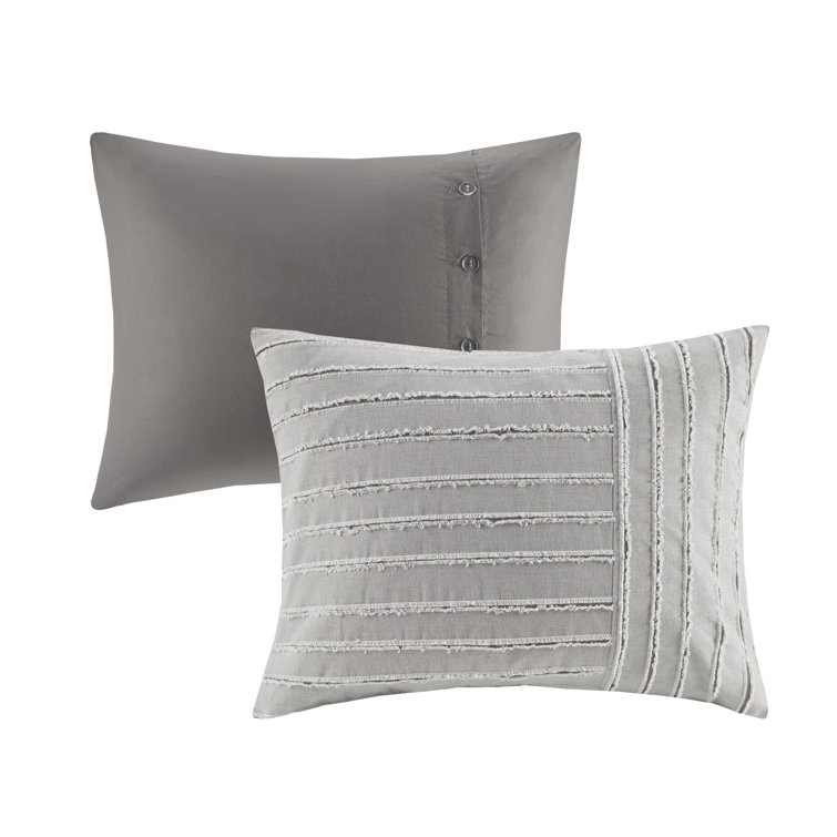 Gray Queen Cotton Jacquard 8-Piece Bedspread Set