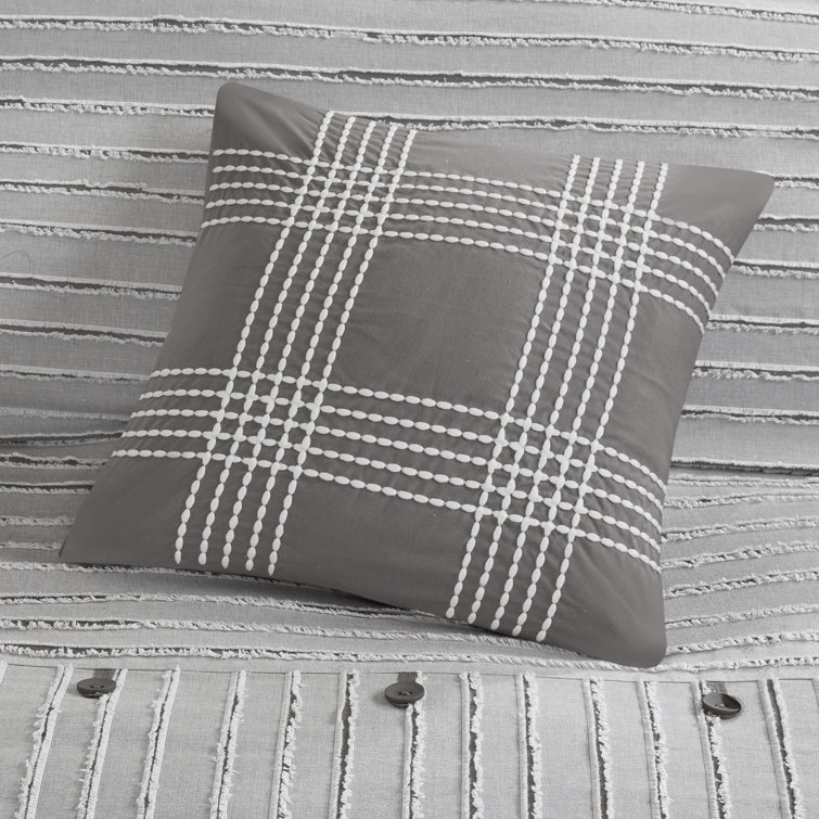 Gray Queen Cotton Jacquard 8-Piece Bedspread Set