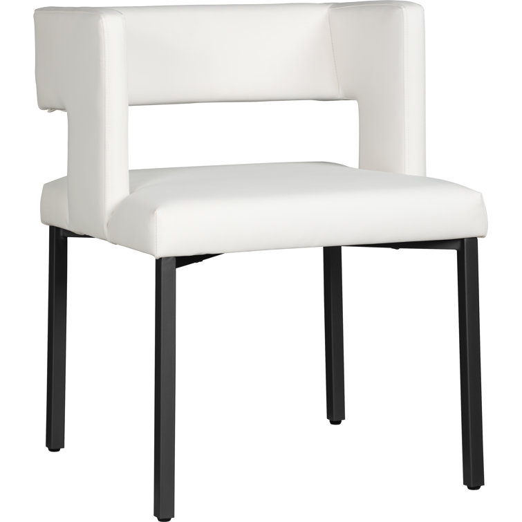 Caleb White Faux Leather Low-Back Side Chair with Matte Black Legs