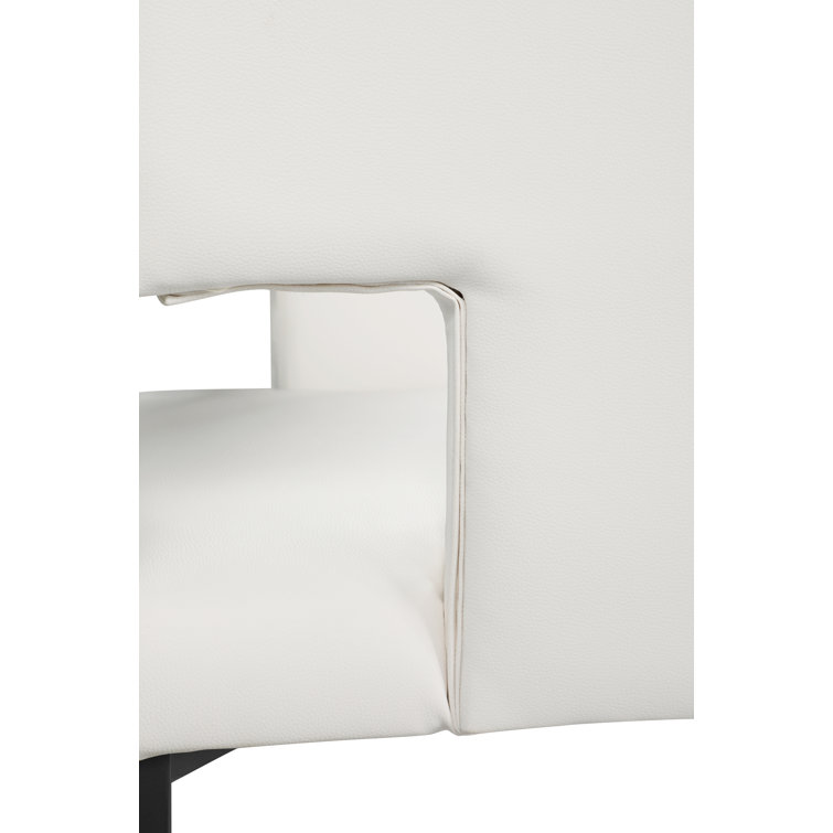 Caleb White Faux Leather Low-Back Side Chair with Matte Black Legs