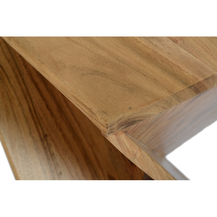 Transitional Amber Solid Wood and Metal 16" Square End Table