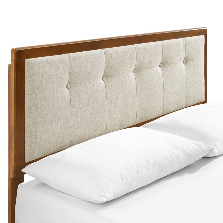 Willow Black and White Twin Wood Platform Bed with Tufted Upholstered Headboard