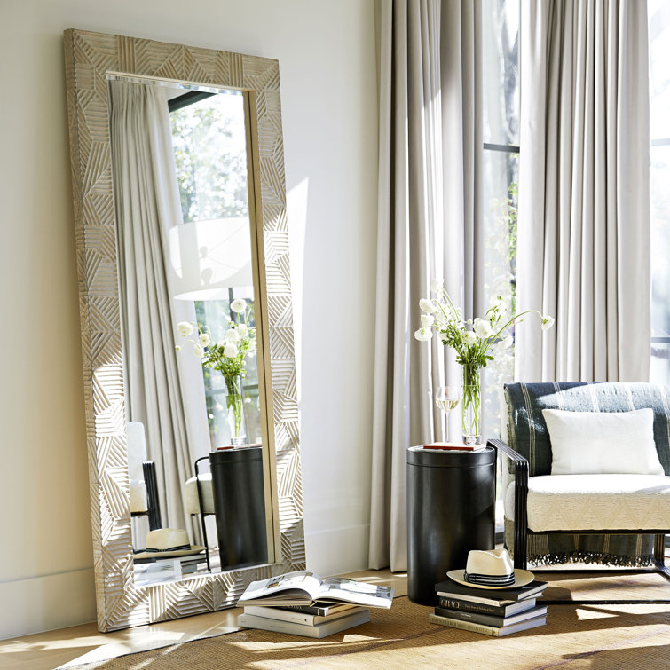 Marsh Serene Full-Length Grooved Wood Rectangular Mirror