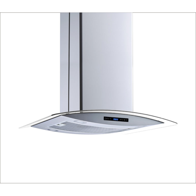 Stainless Steel Convertible Island Range Hood with LED Lights