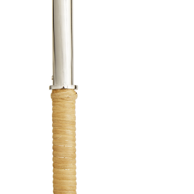 Sea Island Polished Nickel 19.5" Drum Pendant Light with Linen & Rattan