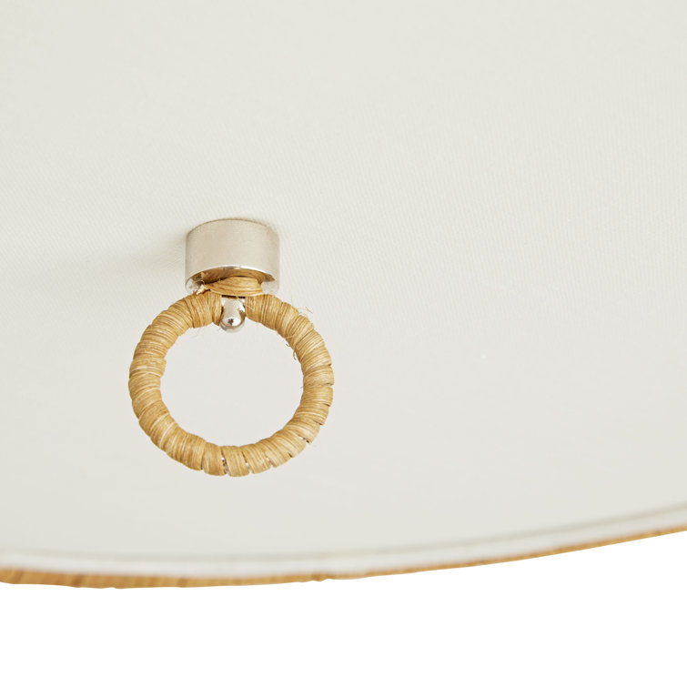 Sea Island Polished Nickel 19.5" Drum Pendant Light with Linen & Rattan