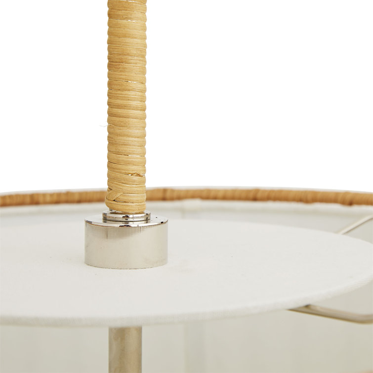 Sea Island Polished Nickel 19.5" Drum Pendant Light with Linen & Rattan