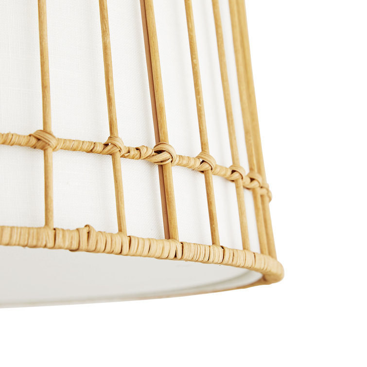 Sea Island Polished Nickel 19.5" Drum Pendant Light with Linen & Rattan
