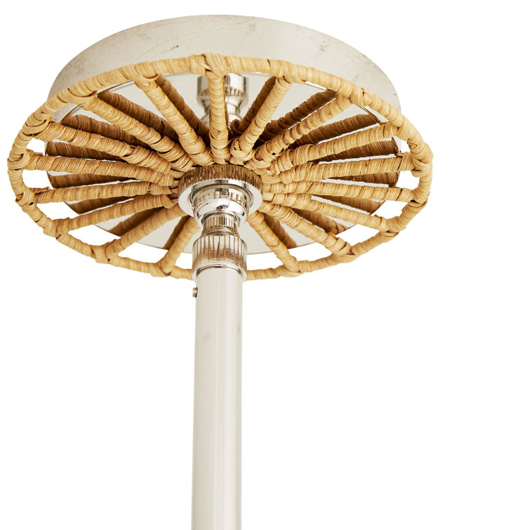 Sea Island Polished Nickel 19.5" Drum Pendant Light with Linen & Rattan