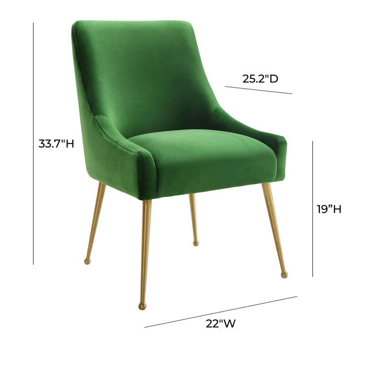 Elegant Green Velvet Upholstered Side Chair with Gold Metal Legs