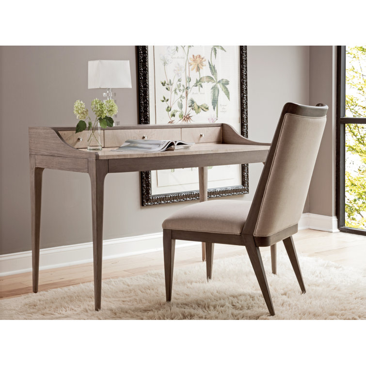 48" White and Gray Wood Desk with Drawers and Hutch