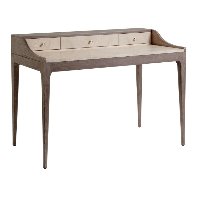 48" White and Gray Wood Desk with Drawers and Hutch