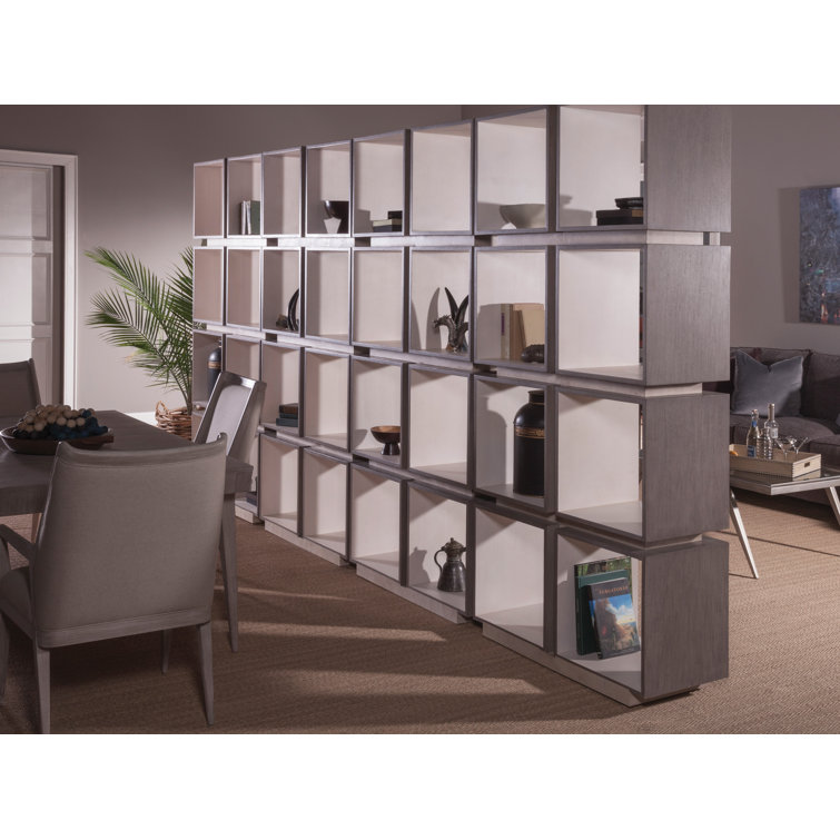 Transitional Mercury 42" White Oak and Ash Burl Cube Etagere