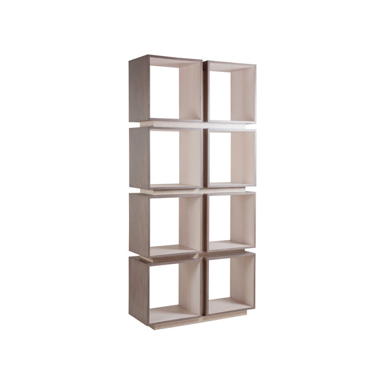 Transitional Mercury 42" White Oak and Ash Burl Cube Etagere