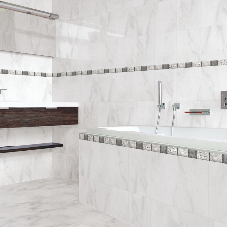 Providence 13" x 13" Matte White Porcelain Marble Look Tile