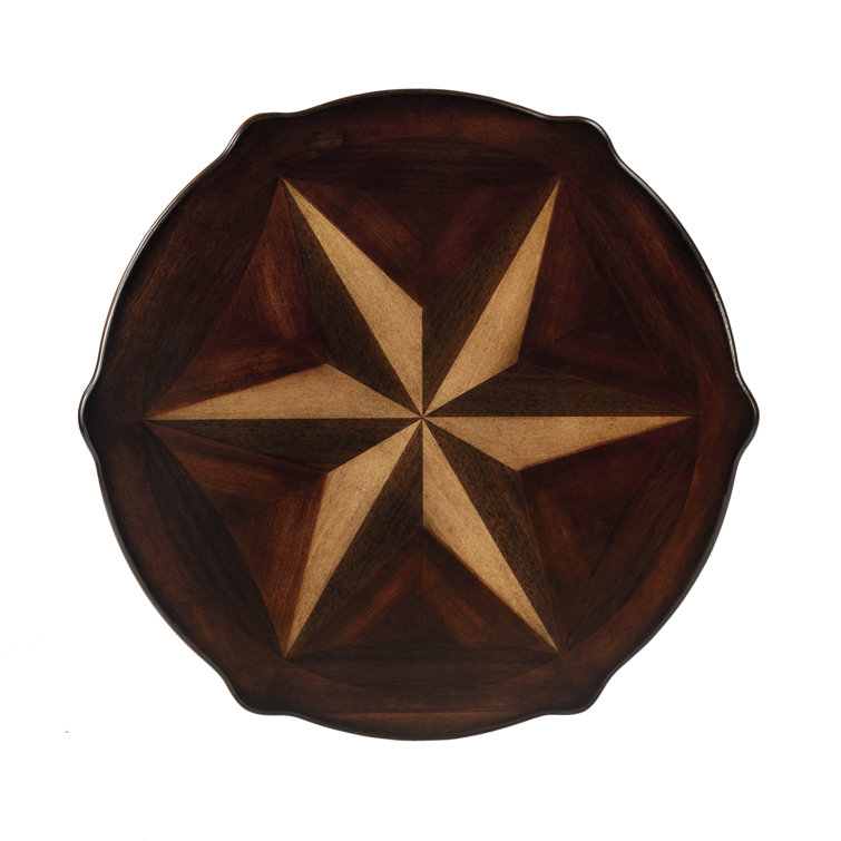 Traditional Round Cherry Wood Accent Table with Inlays