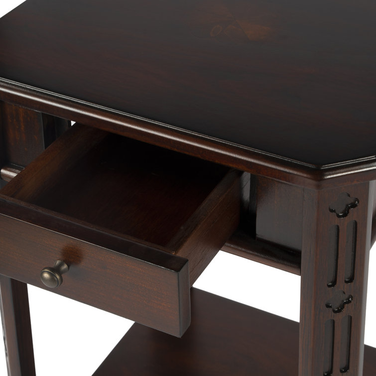 Small Plantation Cherry Wood Side Table with Storage