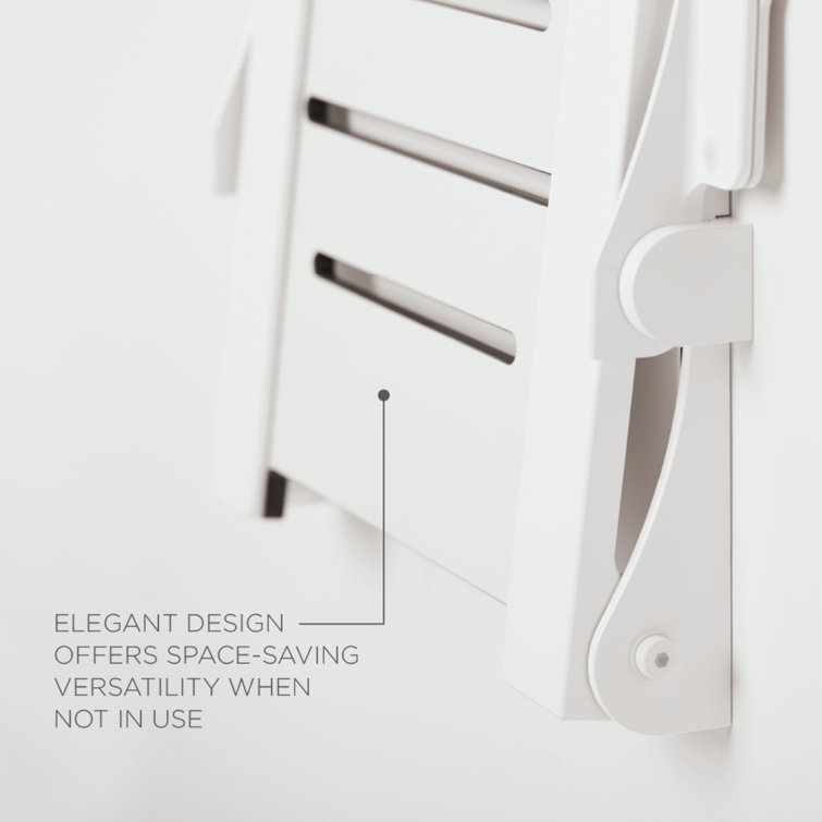 White Matte Teak Folding Wall-Mounted Shower Seat