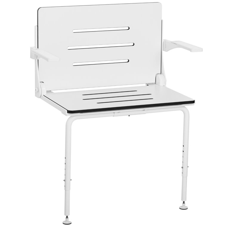 White Matte Heavy Duty Folding Wall Mount Shower Seat