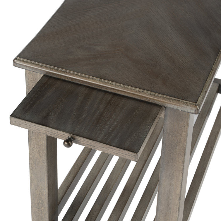 Irvine 24" Distressed Light Wood Rectangular Side Table