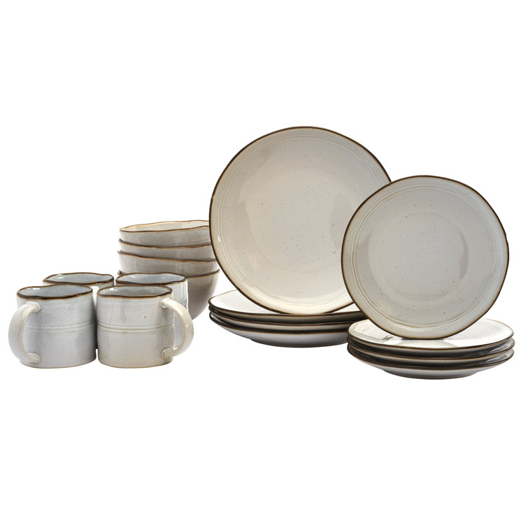 Geneva Speckled White Ceramic 16-Piece Dinnerware Set