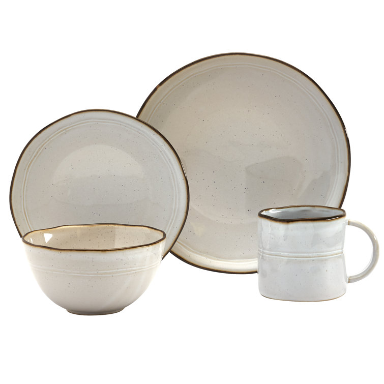 Geneva Speckled White Ceramic 16-Piece Dinnerware Set