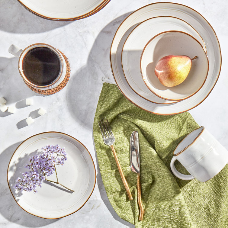 Geneva Speckled White Ceramic 16-Piece Dinnerware Set