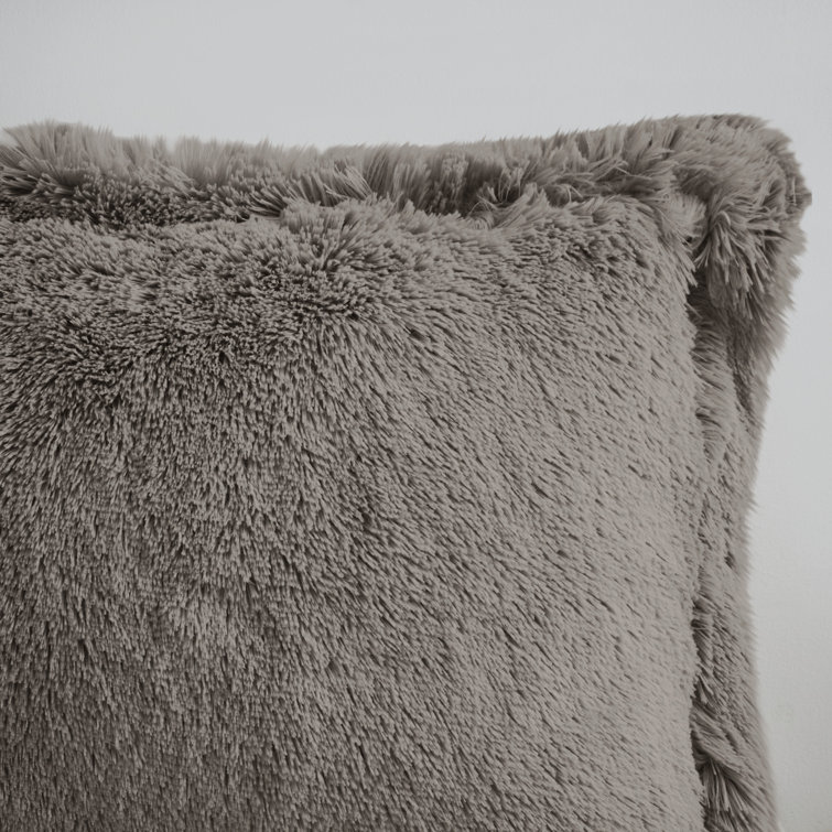 King Black Shaggy Faux Fur Duvet Cover Set
