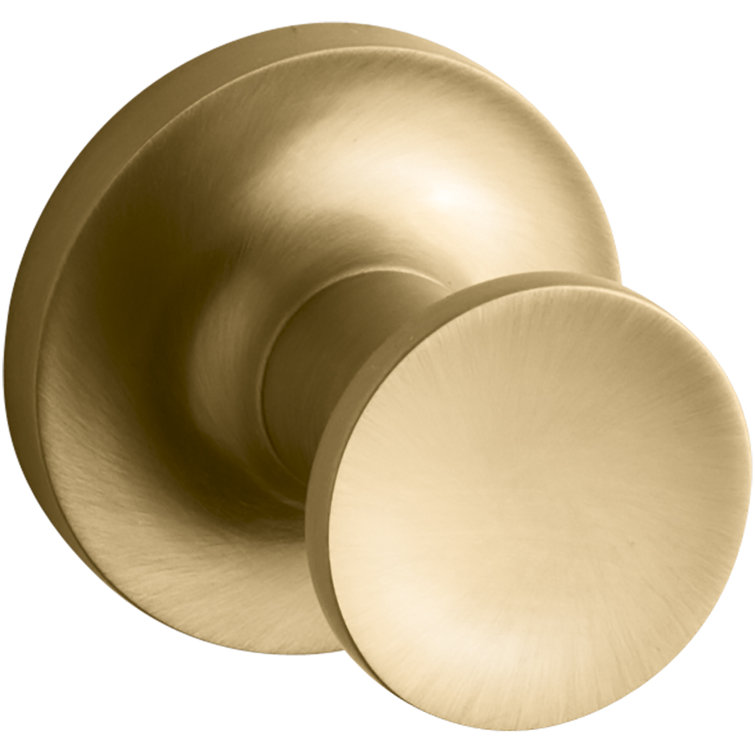 Vibrant Brushed Moderne Brass Round Bathroom Robe Hook