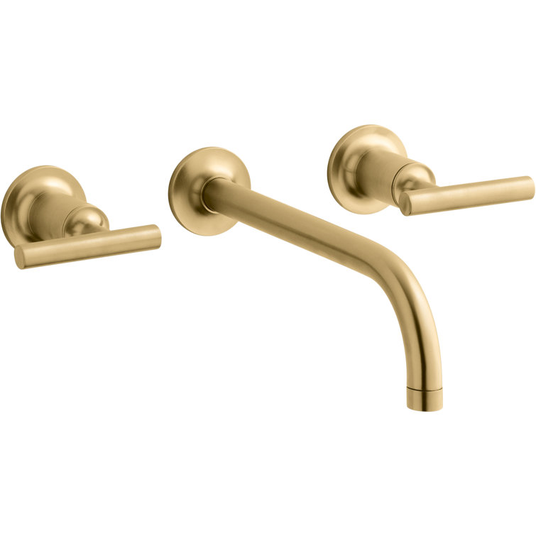 Purist Brushed Brass Wall-Mounted Bathroom Faucet