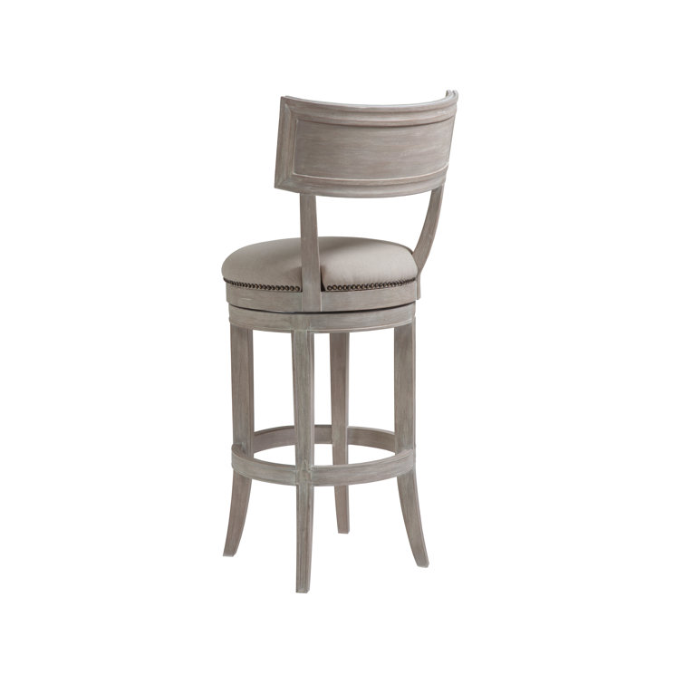 Bianco Traditional Swivel Bar Stool in Bleached Mahogany and Linen