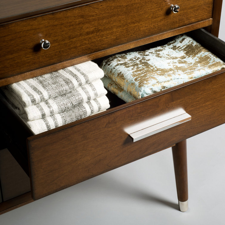 Walnut and Silver Double Dresser with Felt Lined Drawer