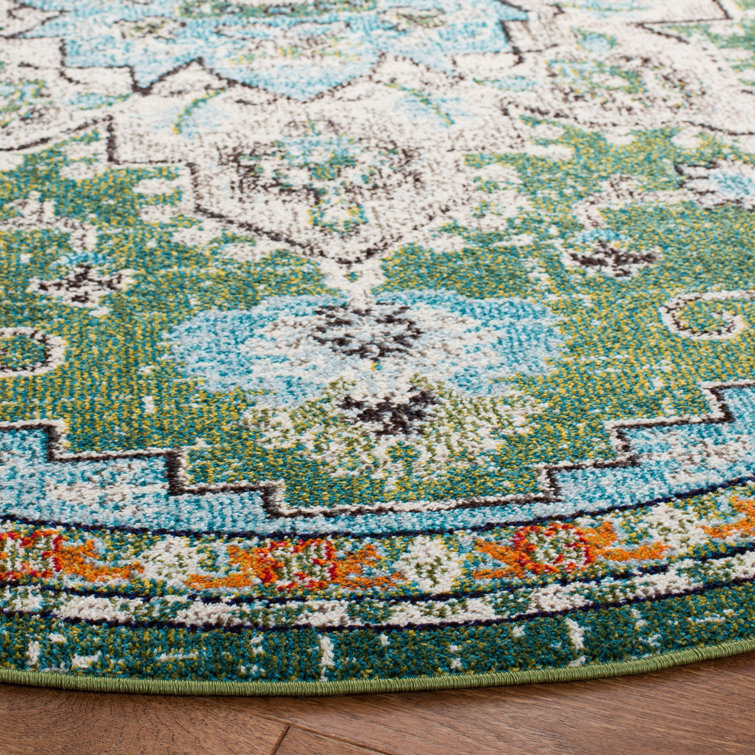 Madison Green and Turquoise Hand-Knotted Runner Rug