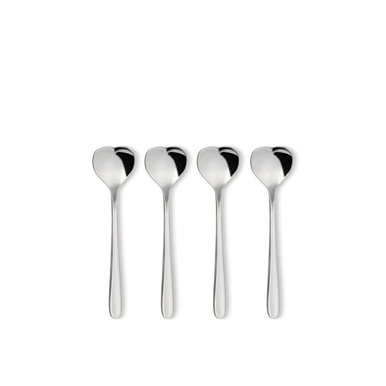 Heart-Shaped Silver Stainless Steel Coffee Spoon Set, 10cm