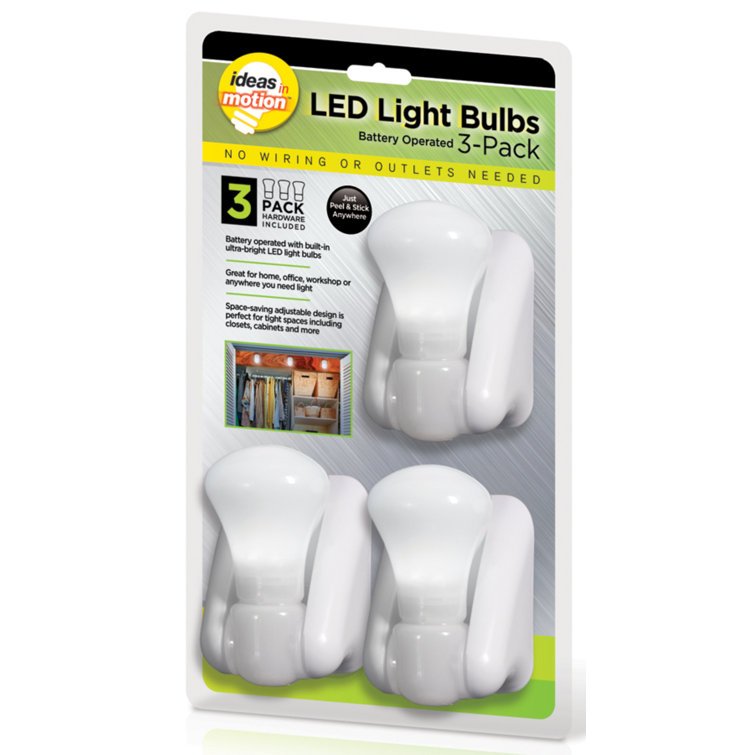 White Battery Operated LED Stick-Up Light Bulbs, Set of 3