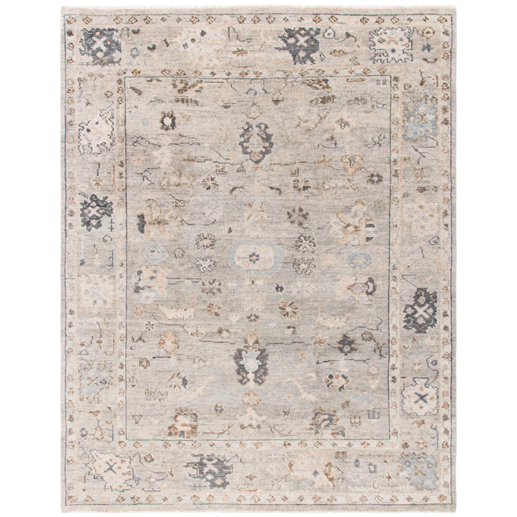 Samarkand Grey 9' x 12' Hand-Knotted Traditional Wool Area Rug