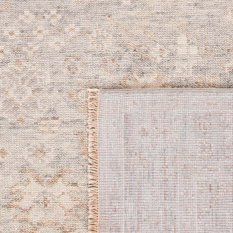 Elegant Hand-Knotted Wool Area Rug in Light Gray, 9' x 12'