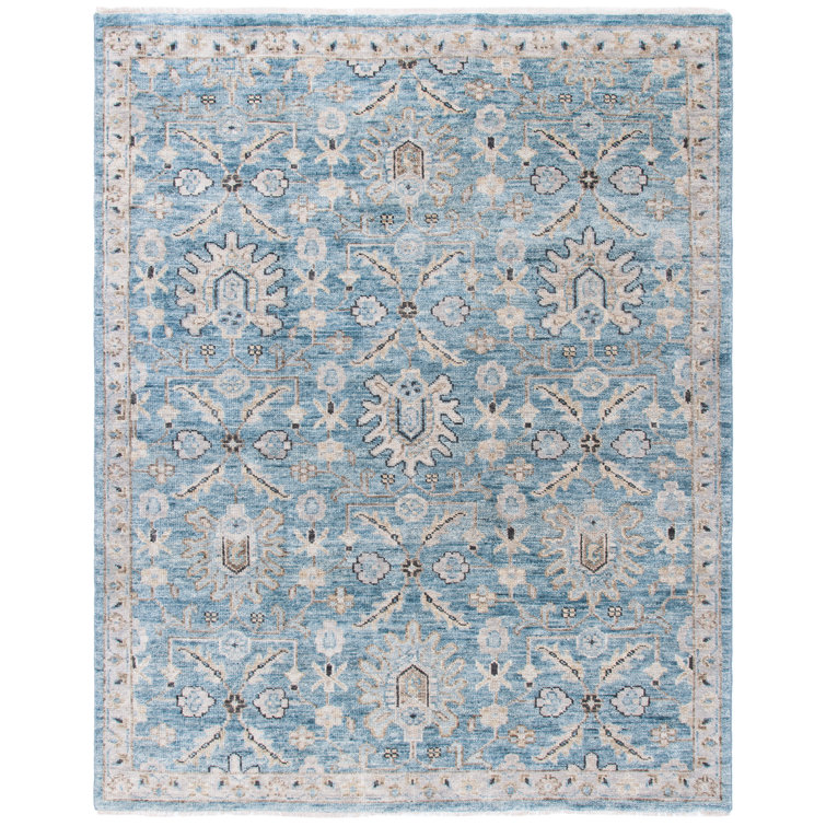 Hand-Knotted Gray Wool 8' x 10' Rectangular Area Rug
