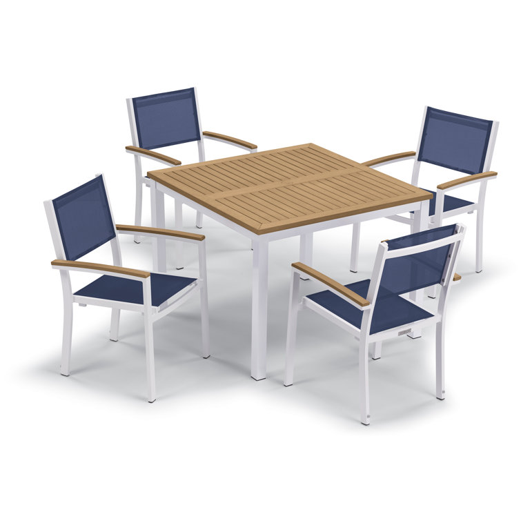 Travira Natural Tekwood and Carbon Aluminum 4-Person Patio Dining Set