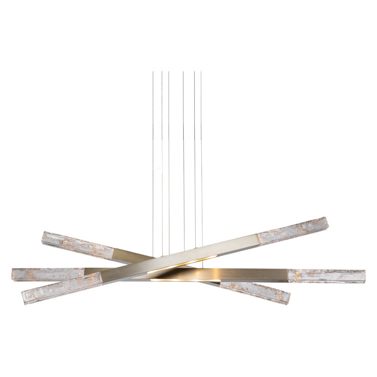 Axis Moda Gilded Brass Triple Drum Linear Chandelier