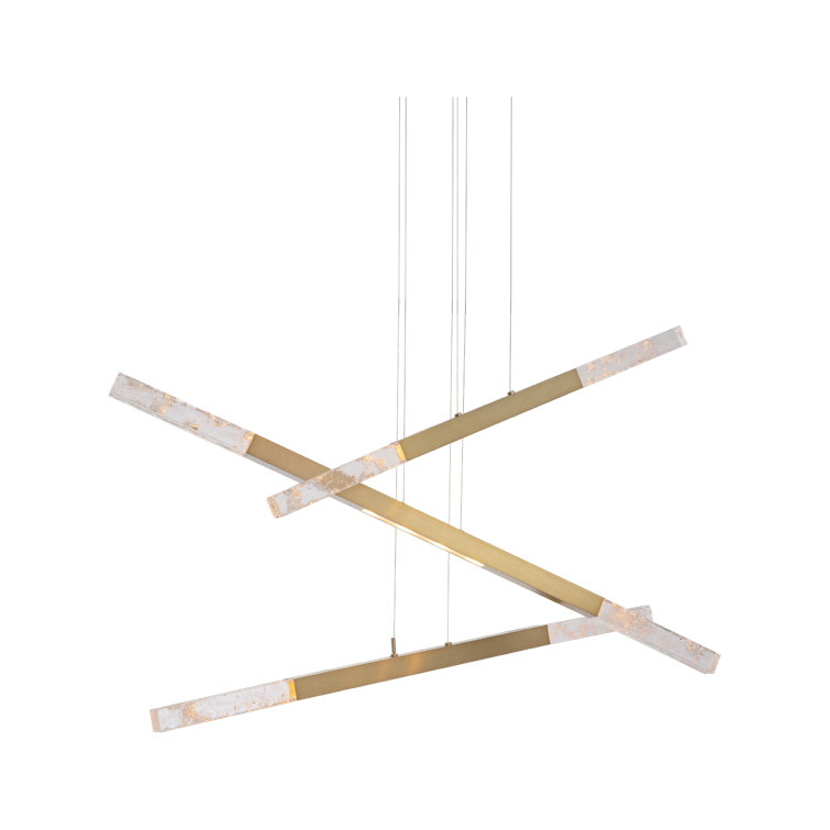 Axis Moda Gilded Brass Triple Drum Linear Chandelier