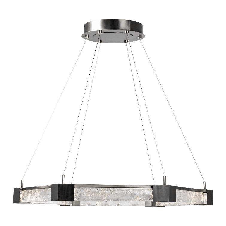 Axis Hexagonal Matte Black LED Chandelier with Artisan Glass