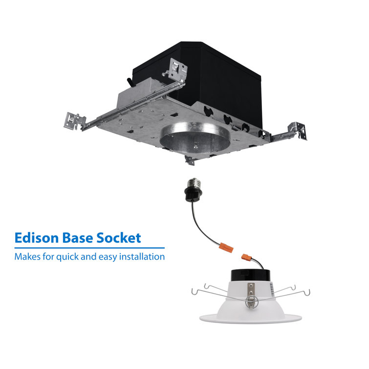 Matte Black 6'' LED IC Rated Recessed Lighting Housing
