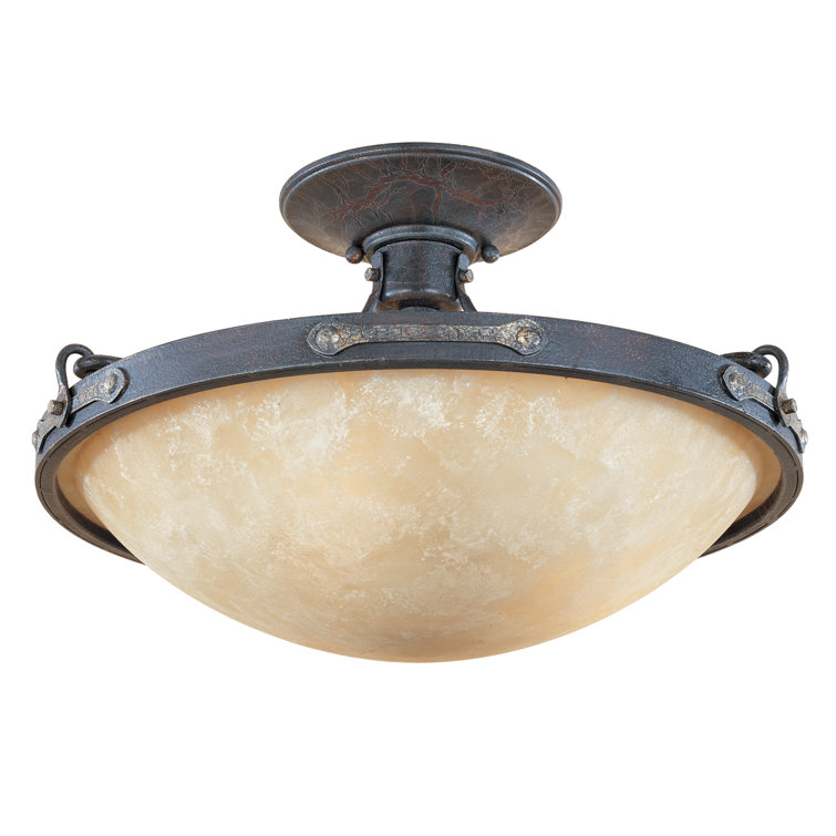 Austin 16.25'' Weathered Saddle Brass Bowl Semi-Flush Light