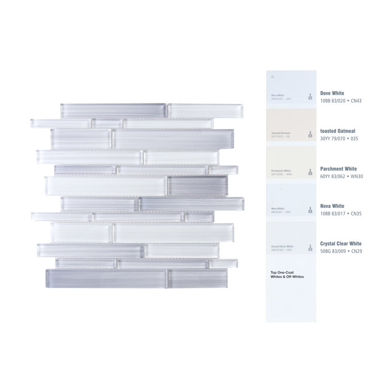 Super White Hand Painted Glass Mosaic Wall Tile