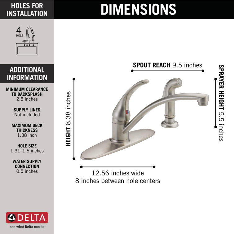Stainless Steel Single-Handle Kitchen Faucet with Side Sprayer
