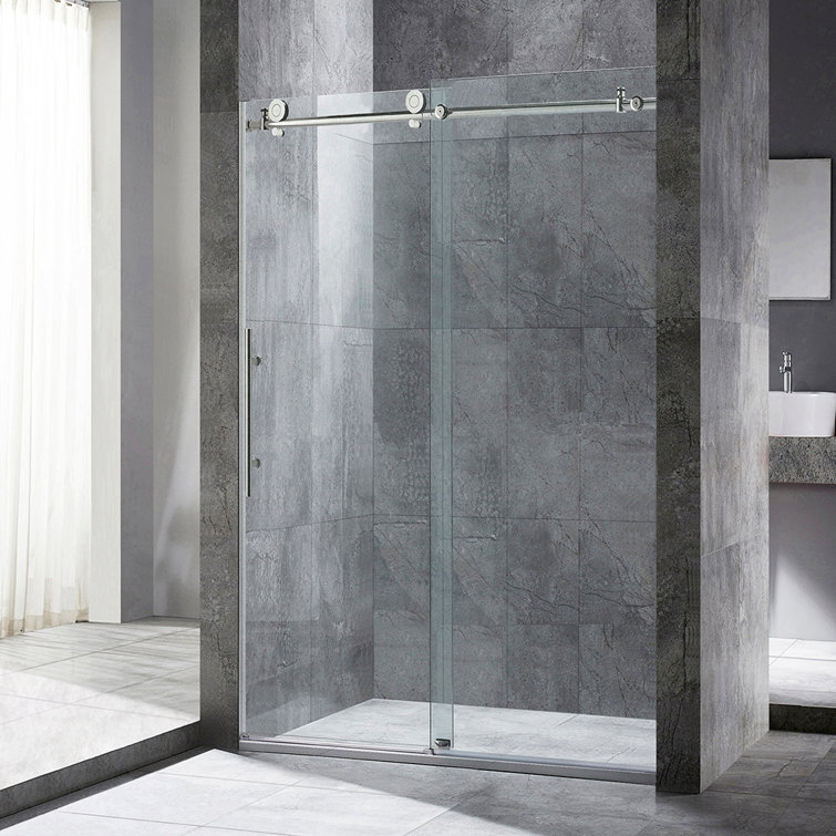 48'' Frameless Clear Tempered Glass Sliding Shower Door