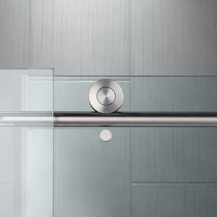 Brushed Nickel Frameless Sliding Shower Door with Clear Glass