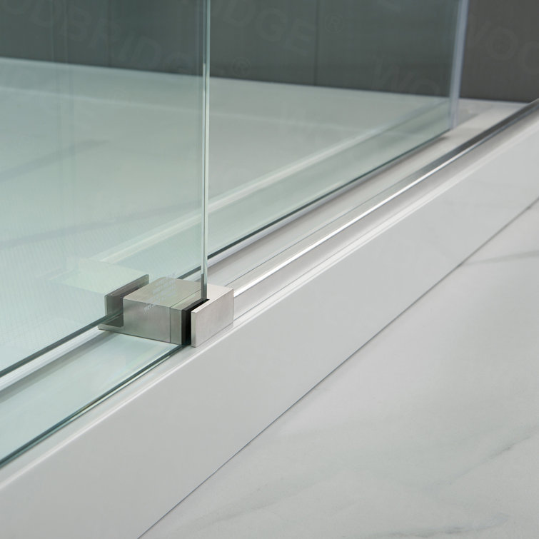 76” H Frameless Sliding Shower Door (56-60 Inch Adjustable Width) with Reversible Installation, Safety Glass, Anti-Splash Design